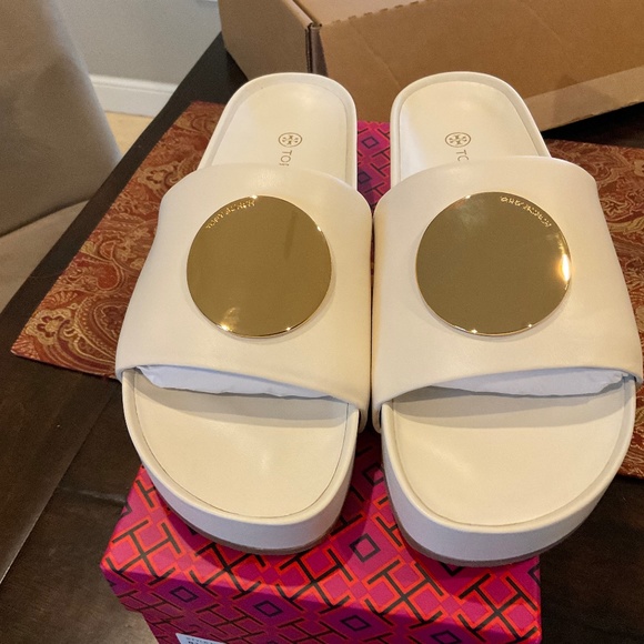 Tory Burch Shoes - Tory Burch Patos Slides in new ivory, BNIB, MSRP $268 Must have